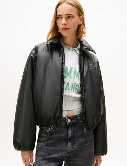 Tommy Jeans Tjw Oiled Padded Jacket Ext - Black - L Tommy Jeans Tjw Oiled Padded Jacket Ext - Black - L