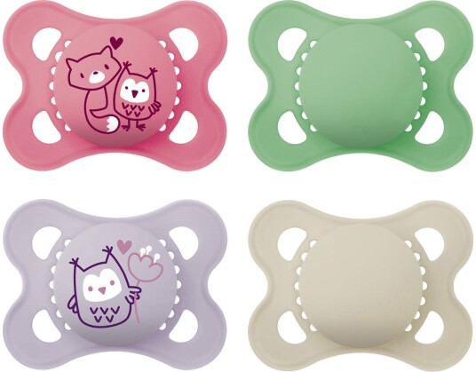 MAM Original Naturgummi Smokker 0-6m 4-Pack Rosa/Nøytral