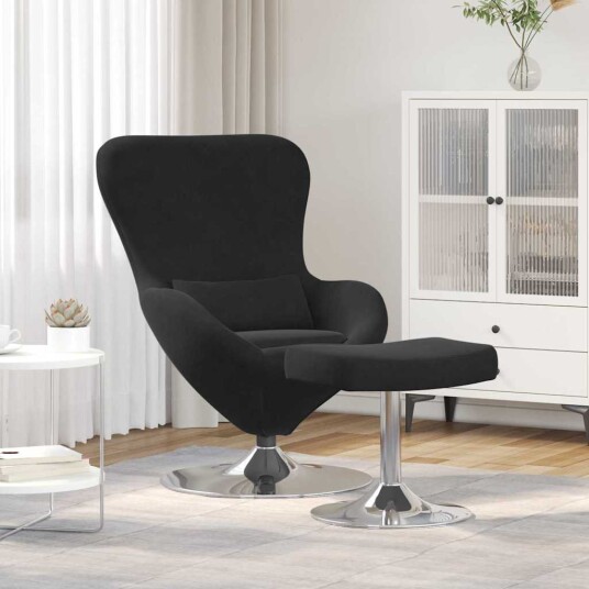 Eggstol 2 pcs Svart 63 x 73 x 90 cm Fløyel