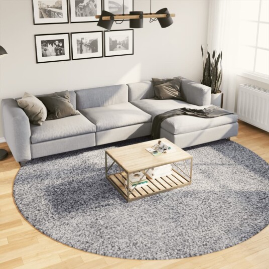 vidaXL Flossteppe med lang luv moderne blå Ø 280 cm