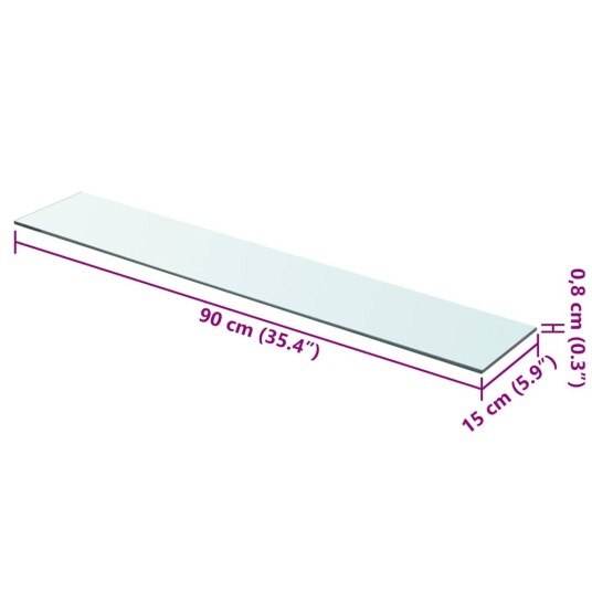 vidaXL Hyllepanel klart glass 90x15 cm vidaXL Hyllepanel klart glass 90x15 cm