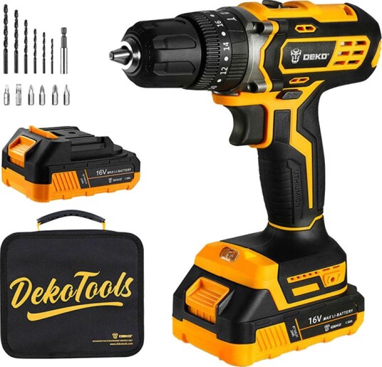 Deko Tools Slagdrill 16 v Med 2 Batterier Og Koffert
