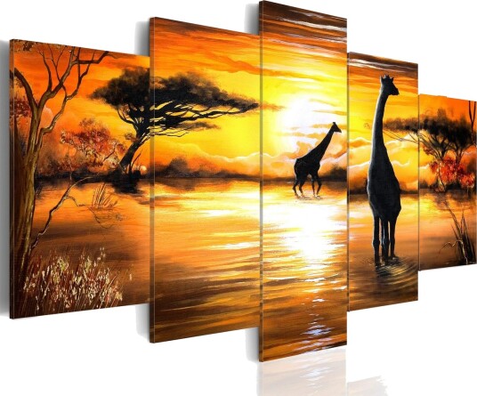 Bilde Sjiraffer Med Vannhull 200x100 Artgeist sp. z o. o.
