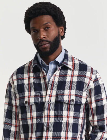 GANT Heavy Twill Check Overshirt - Navy - XXL GANT Heavy Twill Check Overshirt - Navy - XXL