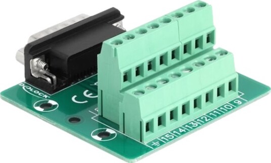 Delock Seriell Adapter 15 Pin D Sub Db 15 Hann Til 16 Pinners Terminalblokk