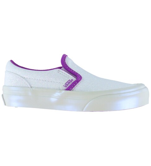 Vans Sko Classic Slip On Glitter Pearl Hvit/Lilla Vans 32 Sko