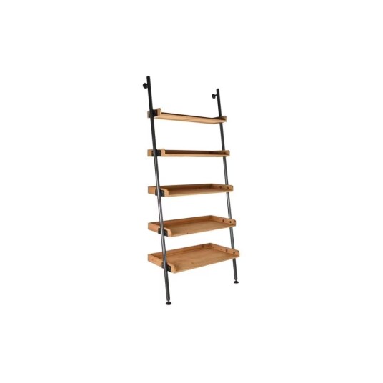 Bokhylla Gran Naturell Svart Metall 5 Hyllor 86 x 45 x 200 cm