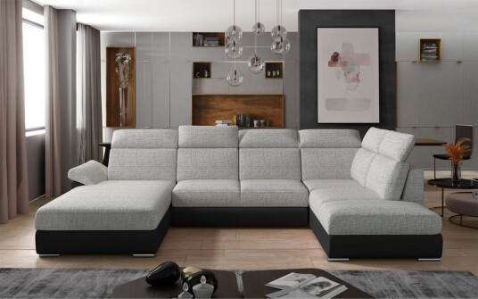 Seksjon Eltap Evanell 336x211x102 cm Berlin 01 Soft 11 Grå Svart Venstre