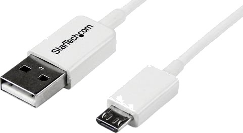 StarTech 2m White Micro USB Cable Cord A to Micro B Micro USB Charging Data Cable USB 2.0 1x USB A Male 1x USB Micro B Male USBPAUB2MW -