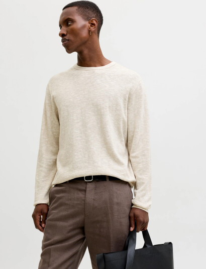 Jack & Jones Jjesummer Knit Crew Neck Sn Cream L Jack & Jones Jjesummer Knit Crew Neck Sn Cream L