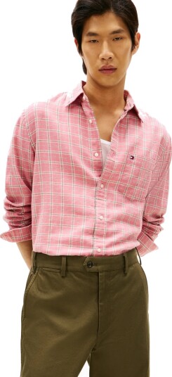 Tommy Hilfiger Brushed Linen Medium Check Pink S