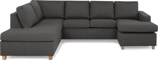 Crazy 4 seters Venstrevendt U formet Large Sofa med Divan og Sjeselong i Stoff Mørk grå