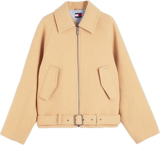 Tommy Jeans Tjw Zip Thru Wool Jacket Beige XL