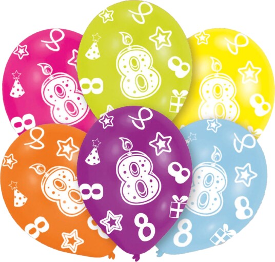 Riethmüller Ballonger Flerfarget 8 År 6-pakning INT995663
