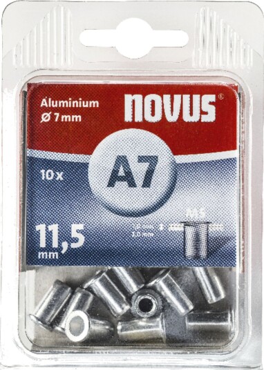 Novus M5 × 11,5 mm Alu Blindnistemutter (5 × 11,5 mm) 10-pk
