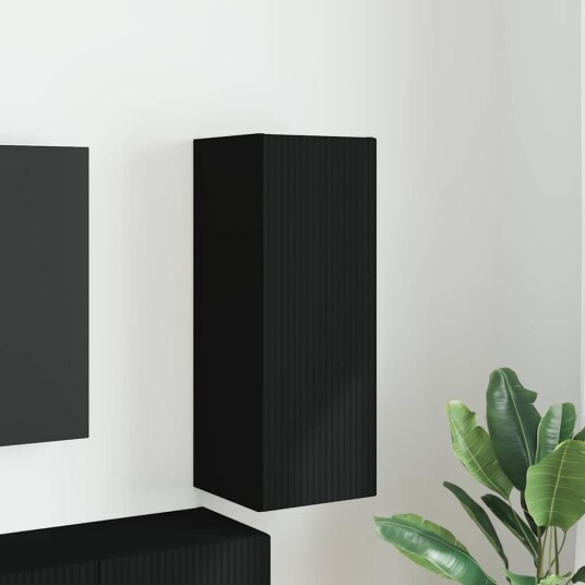 TV Veggskap Veggmontert Svart 30 x 31 x 80 cm Konstruert tre TV Veggskap Veggmontert Svart 30 x 31 x 80 cm Konstruert tre