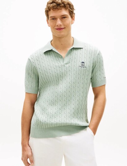 Tommy Hilfiger Cable Short Sleeve Polo Green XL