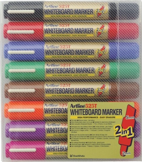 Whiteboardmarker Artline 525T 2-I-1 Ass. Farver 8 Stk.