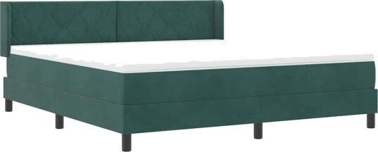  Box Spring Seng med Madrass Mørkegrønn 180x200 cm Fløyel