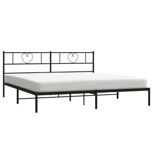 Sengeramme i metall med sengegavl svart 200x200 cm