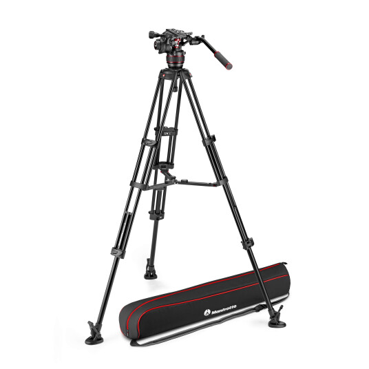 MANFROTTO Stativkit Video Nitrotech 608 + Alu Twin MS Mittspridare