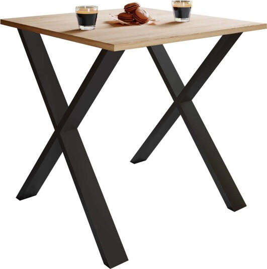 XonaX spisebord 80x80cm eik dekor, svart.