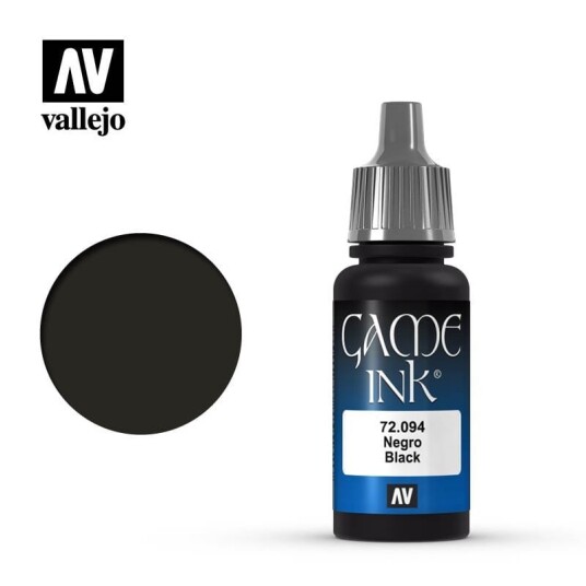 Vallejo Game Color 17ml Svart Blekk for Modellbygging 72.094