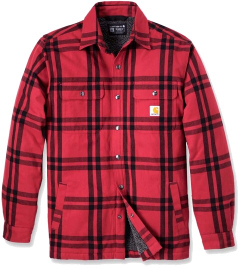 Carhartt Men's Roane Hooded Shirt Jacket Crabapple S Carhartt Men's Roane Hooded Shirt Jacket Crabapple S