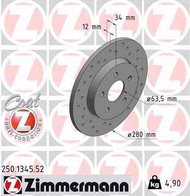 Bremseskive ZIMMERMANN 250.1345.52