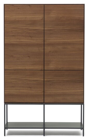 Kave Home Vedrana Høy skjenk, Valnøttfiner, 97,5x160 Unoliving 1731713-01-0 1731715-01-0