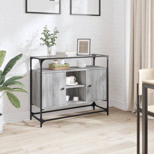 Skjenk med glasstopp grå sonoma 98x35x81 cm konstruert tre 8721102638374