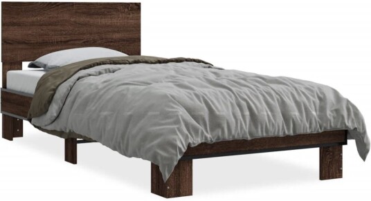 Sengeramme brun eik 100x200 cm konstruert tre og metall 8721102447846