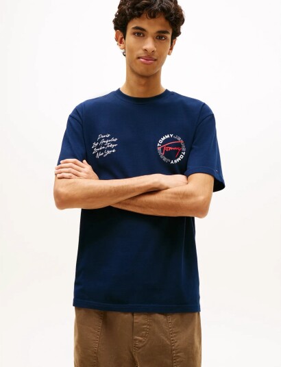 Tommy Jeans Tjm Rlx Sign Circle Ss Tee Ext   Navy   M