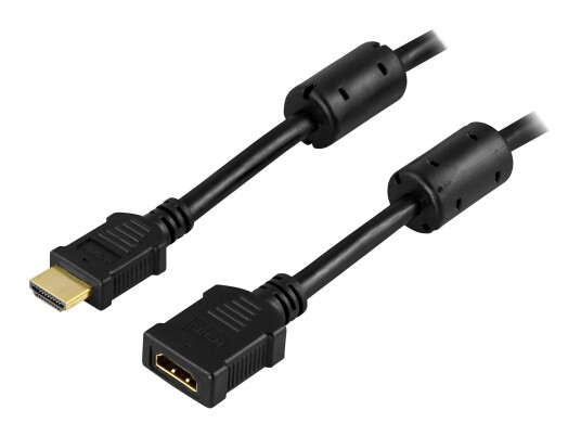 Deltaco HDMI-forlengelseskabel 3 m Sort V1.3 med støybeskyttelse