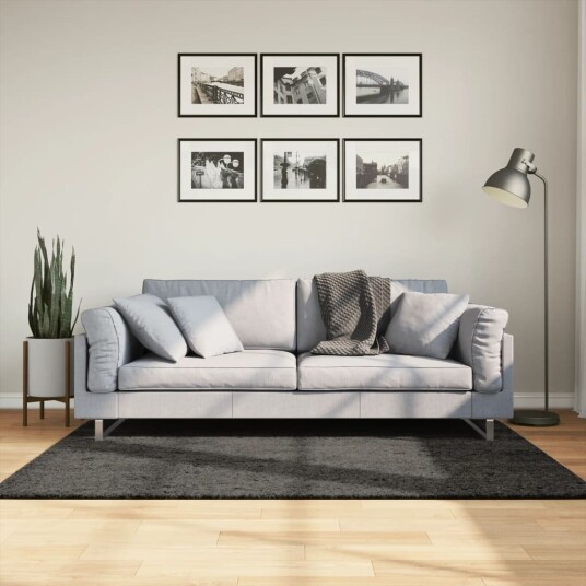 Teppe ISTAN lang luv skinnende utseende antrasitt 120x170 cm