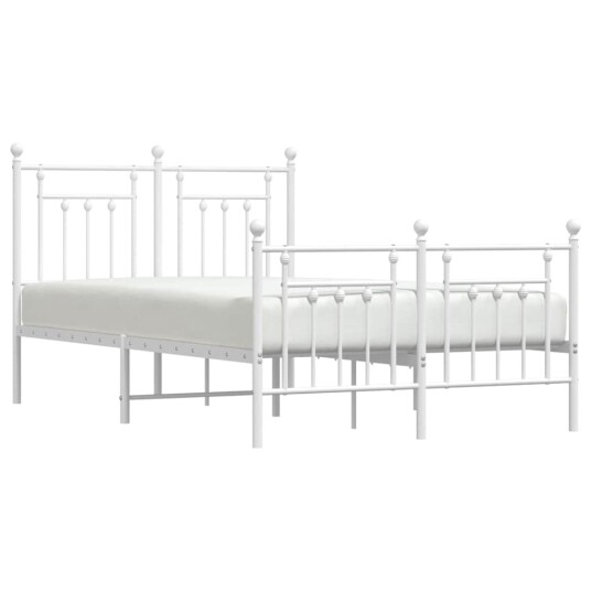 vidaXL Sengeramme i metall med hode- og fotgavl hvit 135x190 cm 8720845883836