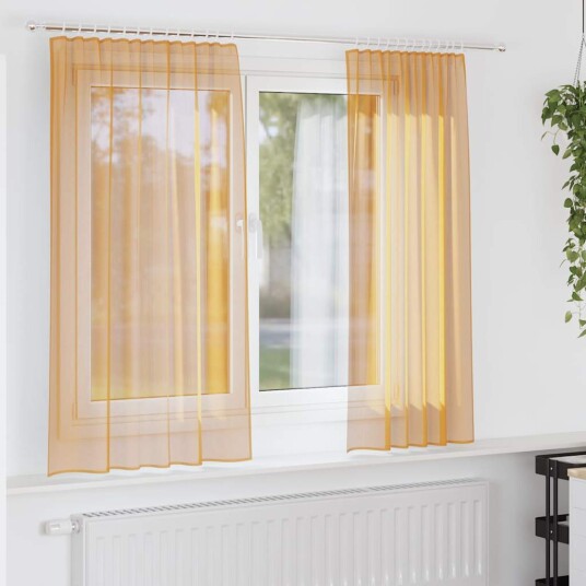 Voilegardiner med hemper 2 stk oransje 140x140 cm 8721158552976