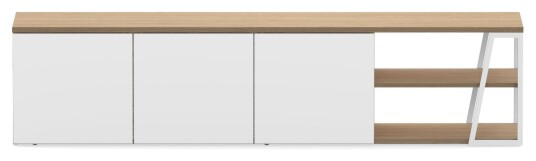 Temahome Albi TV-Bord 190, Lys eik/Hvit Metal, 190x45x45 Unoliving