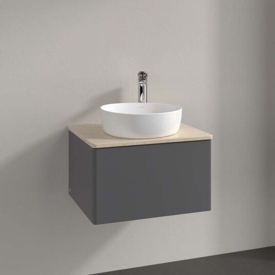 Villeroy & Boch Antao Servantskap med 1 skuff 60x50x36 cm u/lys Antrasitt/Crème Villeroy & Boch Antao Servantskap med 1 skuff 60x50x36 cm u/lys Antrasitt/Crème