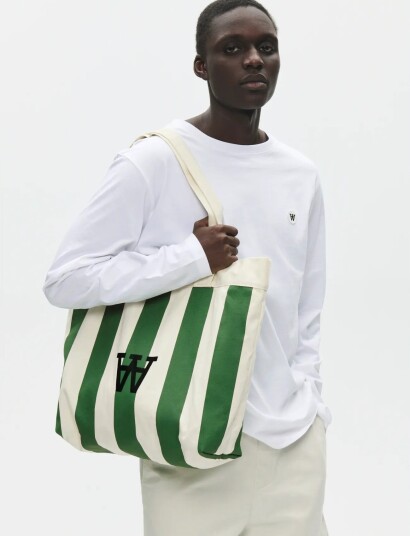 WOOD WOOD Wwconner Stripe Tote Bag 25306 - Green - ONE SIZE
