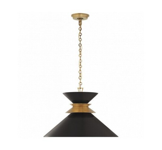 Alborg Large Stacked Pendant Antique- Burnished Brass/Black Shade Alborg Large Stacked Pendant Antique- Burnished Brass/Black Shade