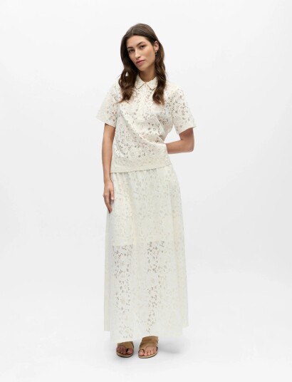 Object Objbianca S/S Lo Polo Top Noos Cream M