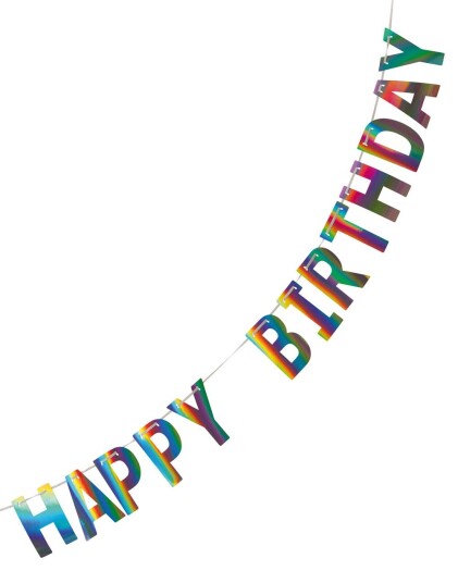 Iriserende Happy Birthday Girlander 2 meter Iriserende Happy Birthday Girlander 2 meter