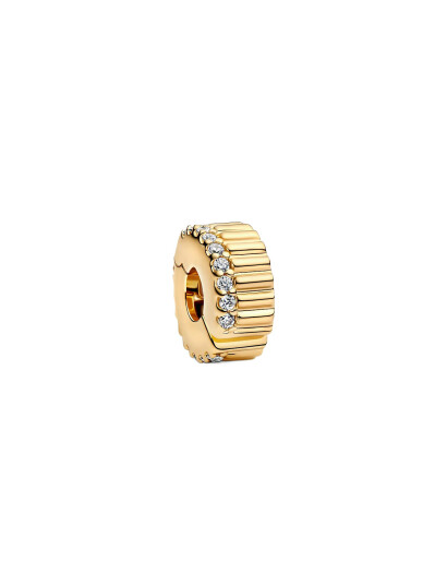 Pandora 14K Gold-Plated Clip With Clear Cubic Zirconia And Silicone Grip - Gold - ONE SIZE