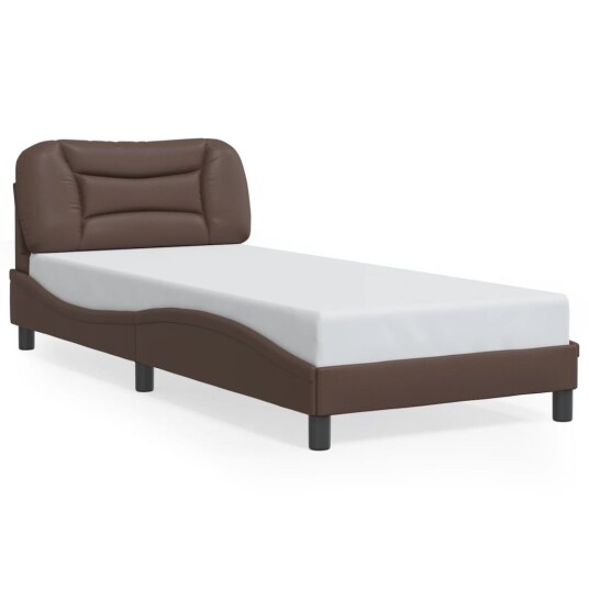 Sengeramme med LED-lys brun 180x200 cm kunstig lær 8721012356092