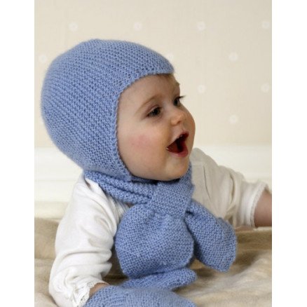 Baby Aviator Hat by DROPS Design Lue Skjerf og Votter Strikkeoppskrift str 1 mdr 4 år