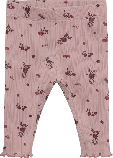 Minymo Leggings Rib AOP Fawn Minymo 62 Leggings Bordeaux Grønn Rosa