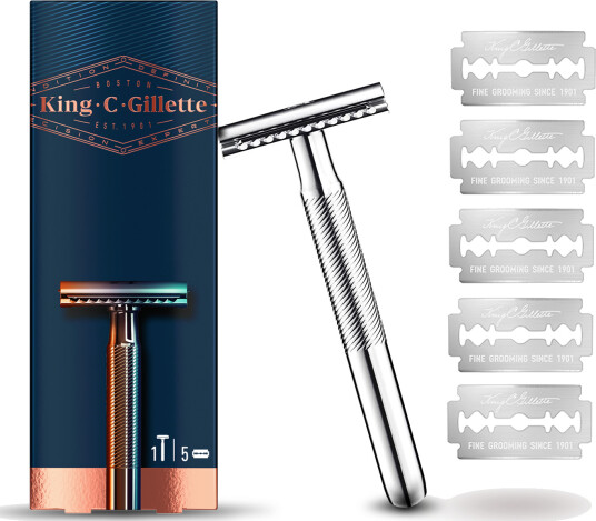 Gillette King C Double Edge Razor & Blades 1 stk + 5 stk Barbermaskin