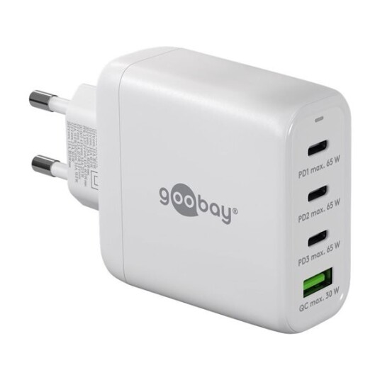 Goobay USB-Lader 1xUSB QC, 3xUSB-C PD 68W - Hvit