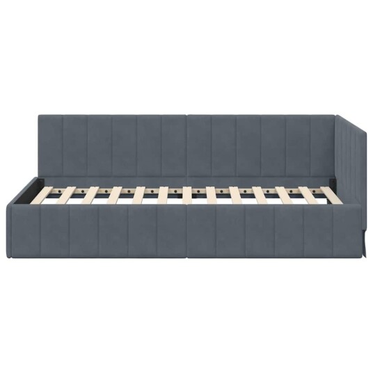 Hjørnesengramme med hodegjerde Mørke grå 100 x 200 cm Fløyel Hjørnesengramme med hodegjerde Mørke grå 100 x 200 cm Fløyel
